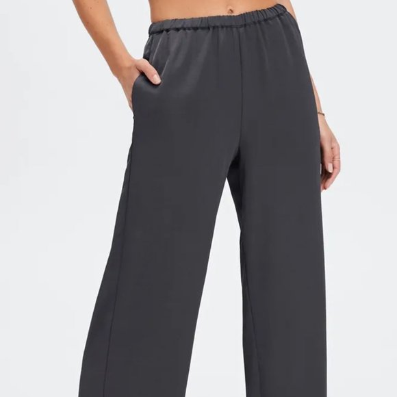 Fabletics | High Waisted Silky Satin Wide Leg Pants Gray Pewter Plus 1X - Picture 16 of 16